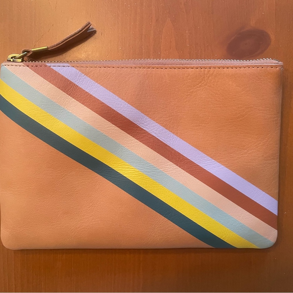 ✨ Madewell Rainbow Stripe Leather Pouch Clutch – Rare Edition SOLD OUT